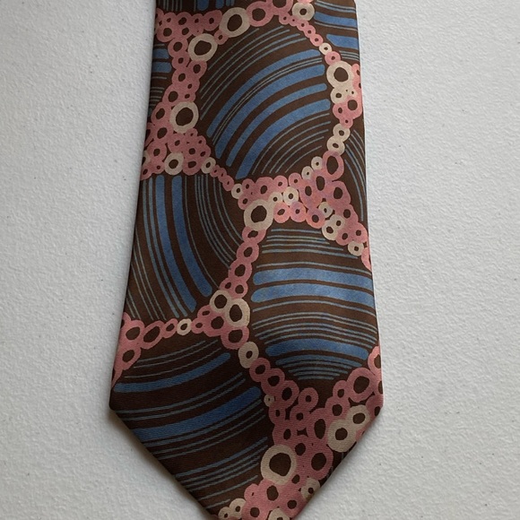 Vintage 70s Barneys New York Tie Abstract Geometric Retro WIDE Silk Tie Disco - Picture 3 of 10
